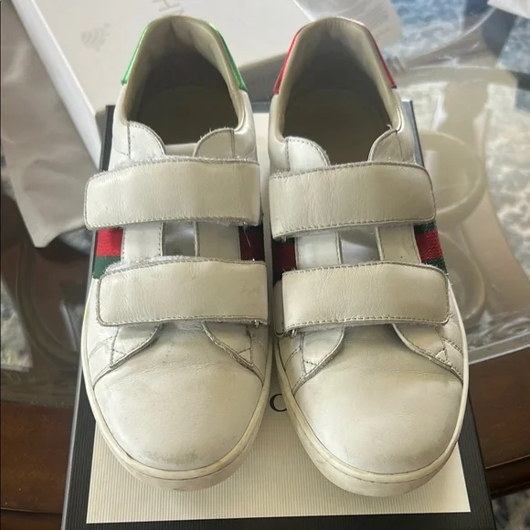 Gucci White and Red Sneakers with Minimalist Design